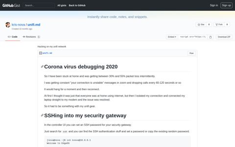 Hacking on my unifi network · GitHub