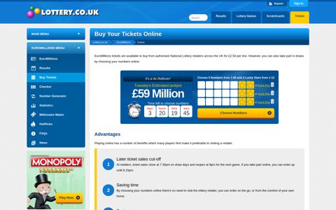 Buy EuroMillions Tickets Online | Play Today - Lottery