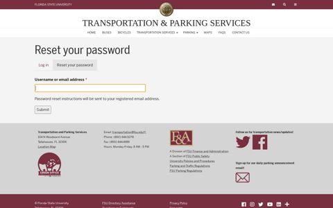 Reset your password | Transportation & Parking Services