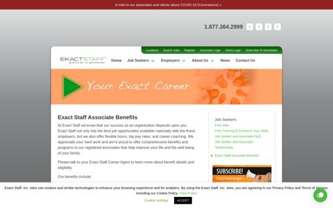 Exact Staff Associate Benefits • Exact Staff, Inc. .