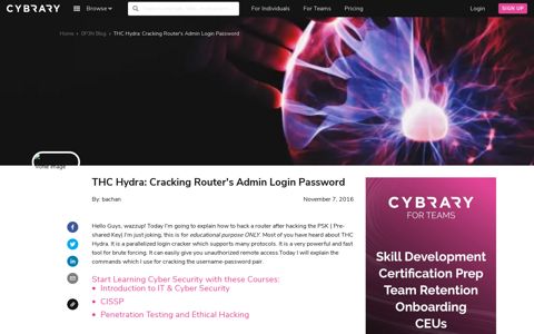 THC Hydra: Cracking Router's Admin Login Password | Cybrary