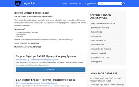informa mystery shopper login - Official Login Page [100 ...