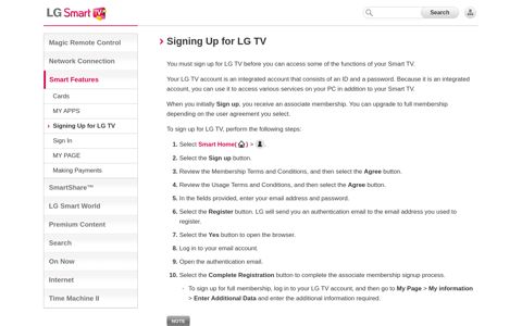 Signing Up for LG TV - LG Smart TV: Online User Guide