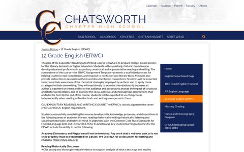 12 Grade English (ERWC) – Jessica Bishop – Chatsworth ...