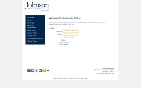 User Login - Johnson University