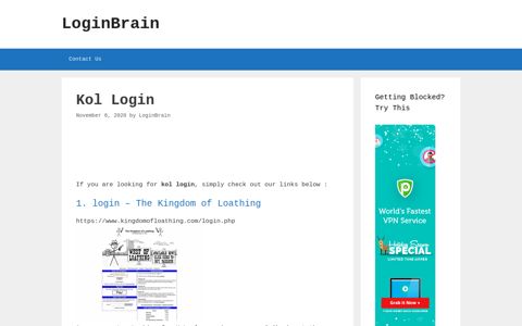 Kol - Login - The Kingdom Of Loathing - LoginBrain