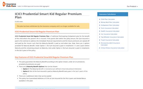 ICICI Prudential Smart Kid Regular Premium Plan - Review ...