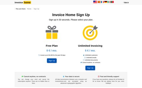 Sign Up - Invoice Home