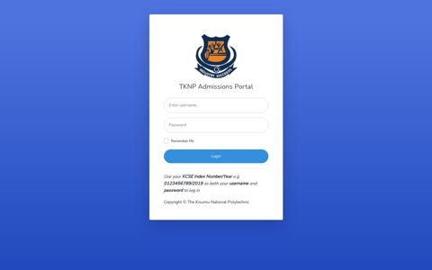 TKNP Admissions Portal Login
