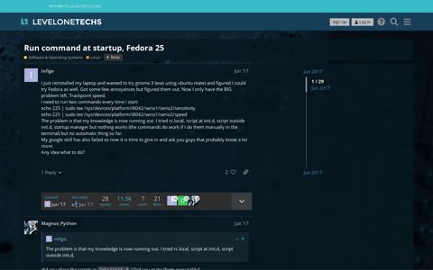 Run command at startup, Fedora 25 - Linux - Level1Techs ...