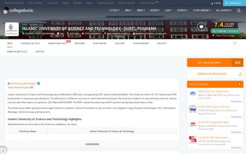 Islamic University of Science and Technology: Courses ...