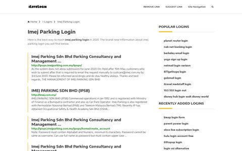Imej Parking Login ❤️ One Click Access