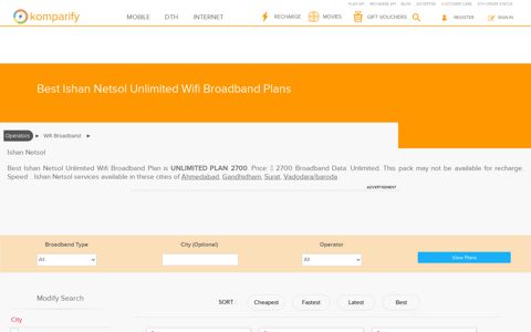Best Ishan Netsol Unlimited Wifi Broadband Plans