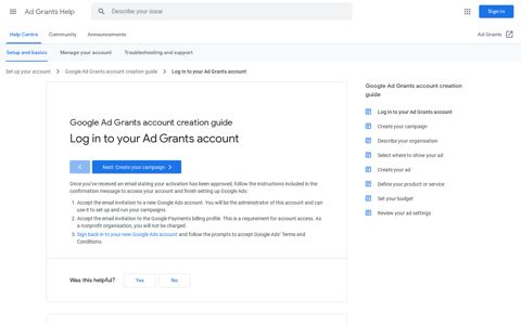 Log in to your Ad Grants account - Ad Grants Help - Google ...