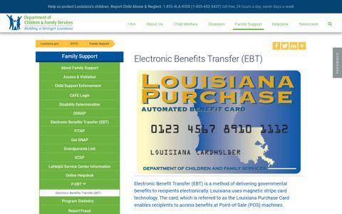 Electronic Benefits Transfer (EBT) | Louisiana Department of ...
