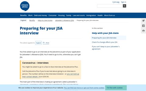 Preparing for your JSA interview - Citizens Advice
