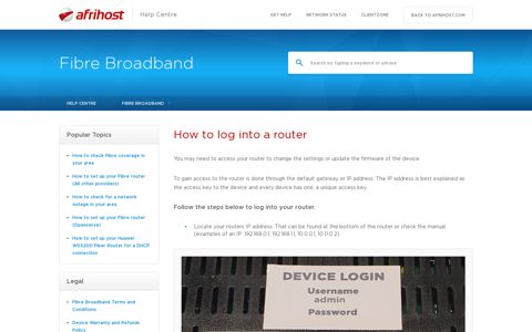 How to log into a router | Fibre Broadband | Afrihost Help Centre