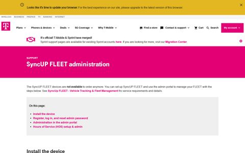 SyncUP FLEET administration | T-Mobile Support
