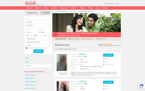 Shaadi - No.1 Site for Indian Matrimony, Matrimonials ...