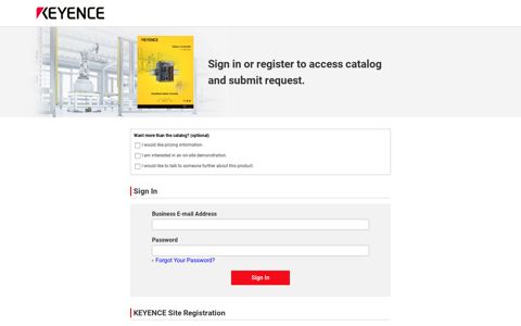 Sign in or register to access catalog and submit ... - Keyence