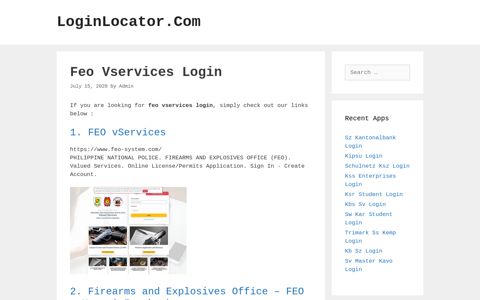 Feo Vservices Login - LoginLocator.Com