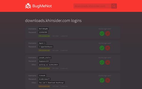 downloads.khinsider.com passwords - BugMeNot
