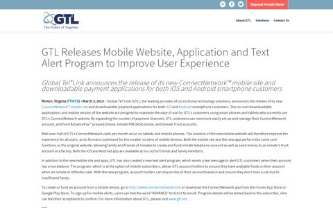 GTL Releases Mobile Site, Application and Text Program | GTL