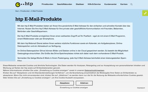 E-Mail Produkte - Mails sicher versenden mit htp | htp.net