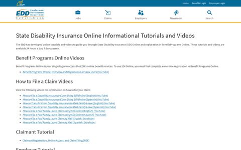State Disability Insurance (SDI) Online Informational ... - EDD