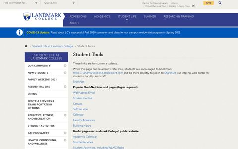Student Tools | Landmark College