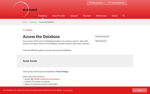 Access the Database – ecoinvent