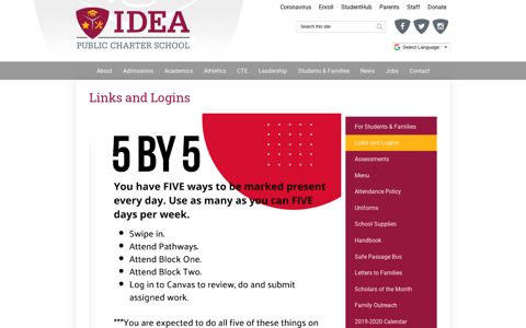 Links and Logins - IDEA Public Charter School