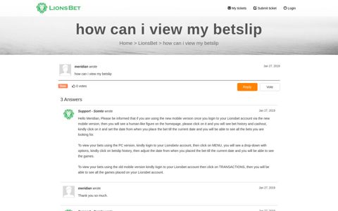 how can i view my betslip - lionsbet - LiveAgent