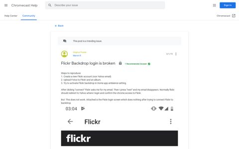 Flickr Backdrop login is broken - Chromecast Community
