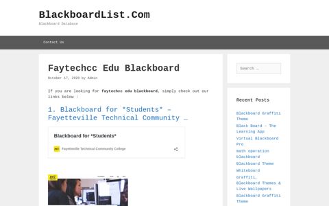 Faytechcc Edu Blackboard - BlackboardList.Com