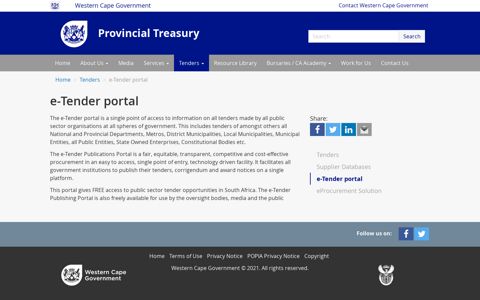 e-Tender portal | Provincial Treasury