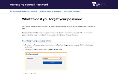 Resetting your password online - Department of Education ...