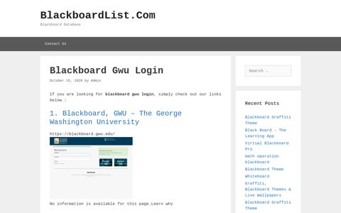 Blackboard Gwu Login - BlackboardList.Com