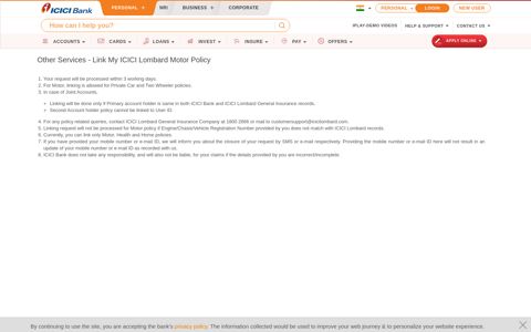 Other Services - Link My ICICI Lombard Motor ... - ICICI Bank