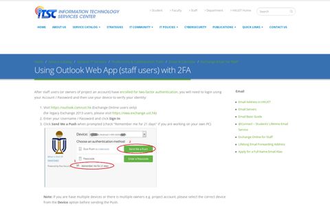 Using Outlook Web App (staff users) with 2FA | ITSC