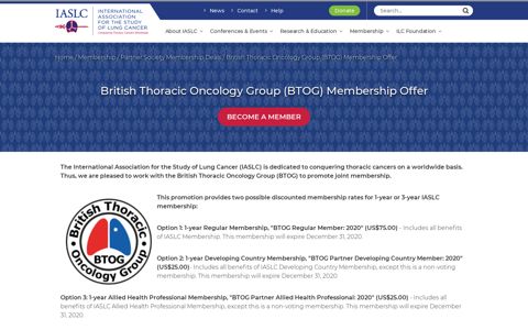 British Thoracic Oncology Group (BTOG) Membership Offer