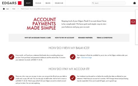 Thank U Account - How to view my balance and pay ... - Edgars
