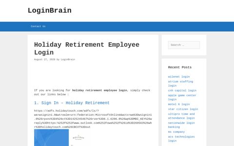 Holiday Retirement Employee - Sign In - Holiday Retirement