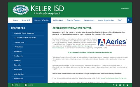 Resources / Aeries Student/Parent Portal - Keller ISD