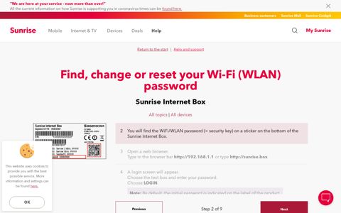 Find, change or reset your Wi-Fi (WLAN) password - Sunrise ...