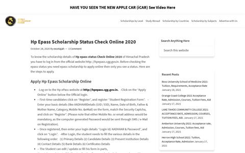 Hp Epass Scholarship Status Check Online 2020 | UPDATED