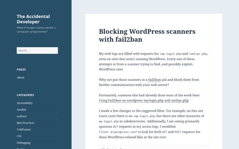 Blocking WordPress scanners with fail2ban – The Accidental ...