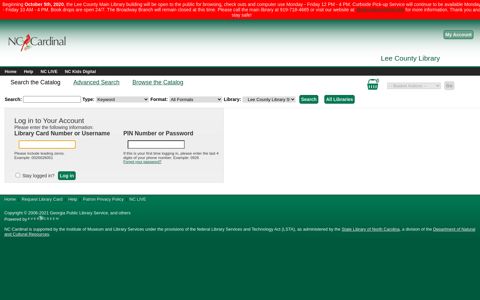 Account Login - Lee County Library System