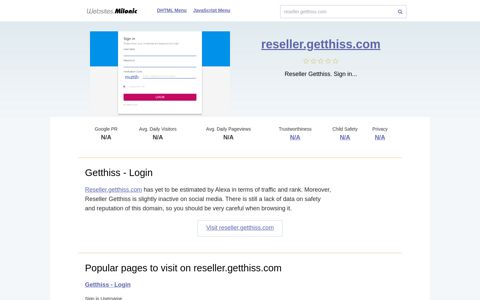 Reseller.getthiss.com website. Getthiss - Login.