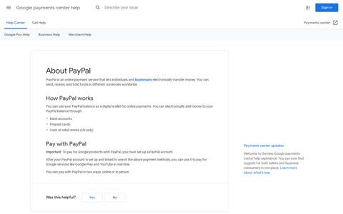 About PayPal - Google payments center help - Google Support